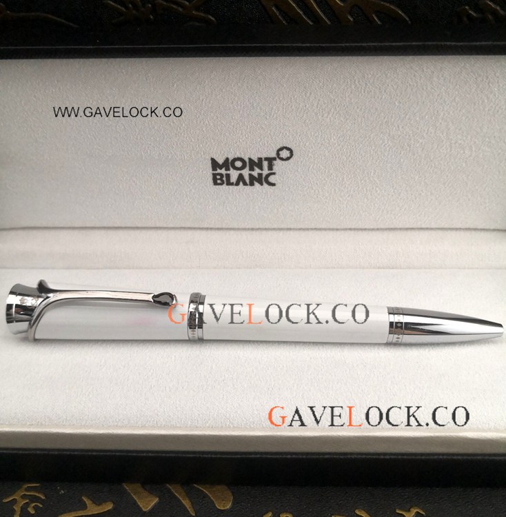 Montblanc Princess Ballpoint Pens Replica White Resin & Silver Clip